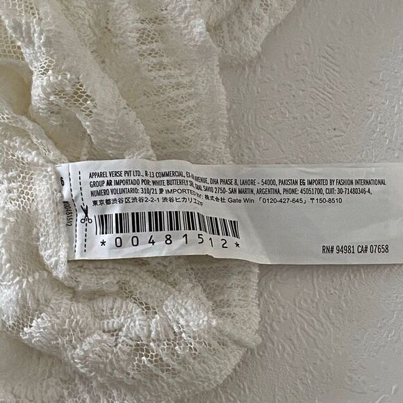 Forever 21 Sheer Lace Kimono White Boho Beach Cover Up Crochet Detail One Size - Picture 6 of 7